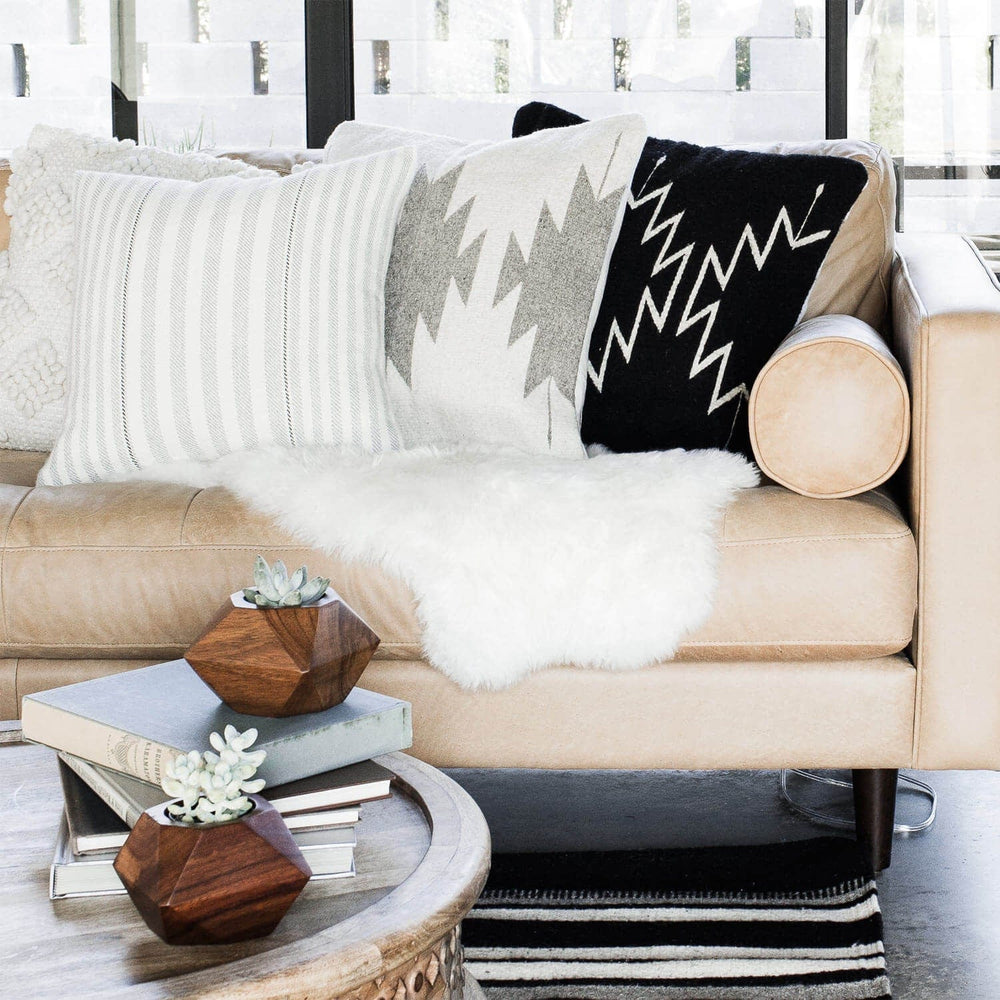 Throw Pillows Styled with Fur Blanket