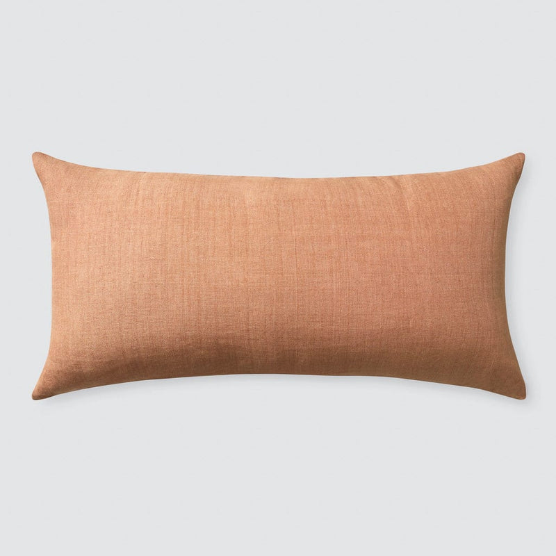 Small pink linen lumbar pillow, clay