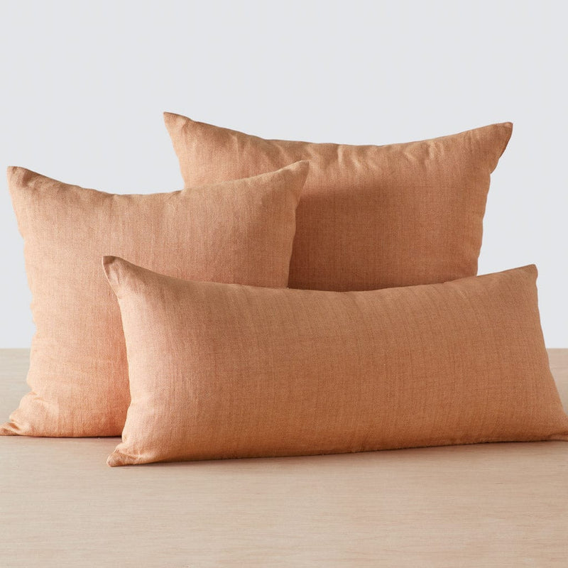 Prisha soft pink linen pillows in multiple sizes, clay