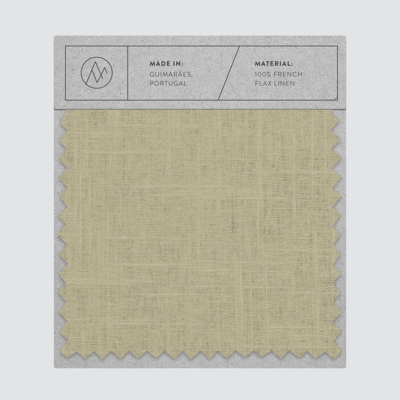 Swatch card of linen fabric in sage color,sage