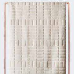 Textured Wool Rug with Raised Grid Pattern, ecru