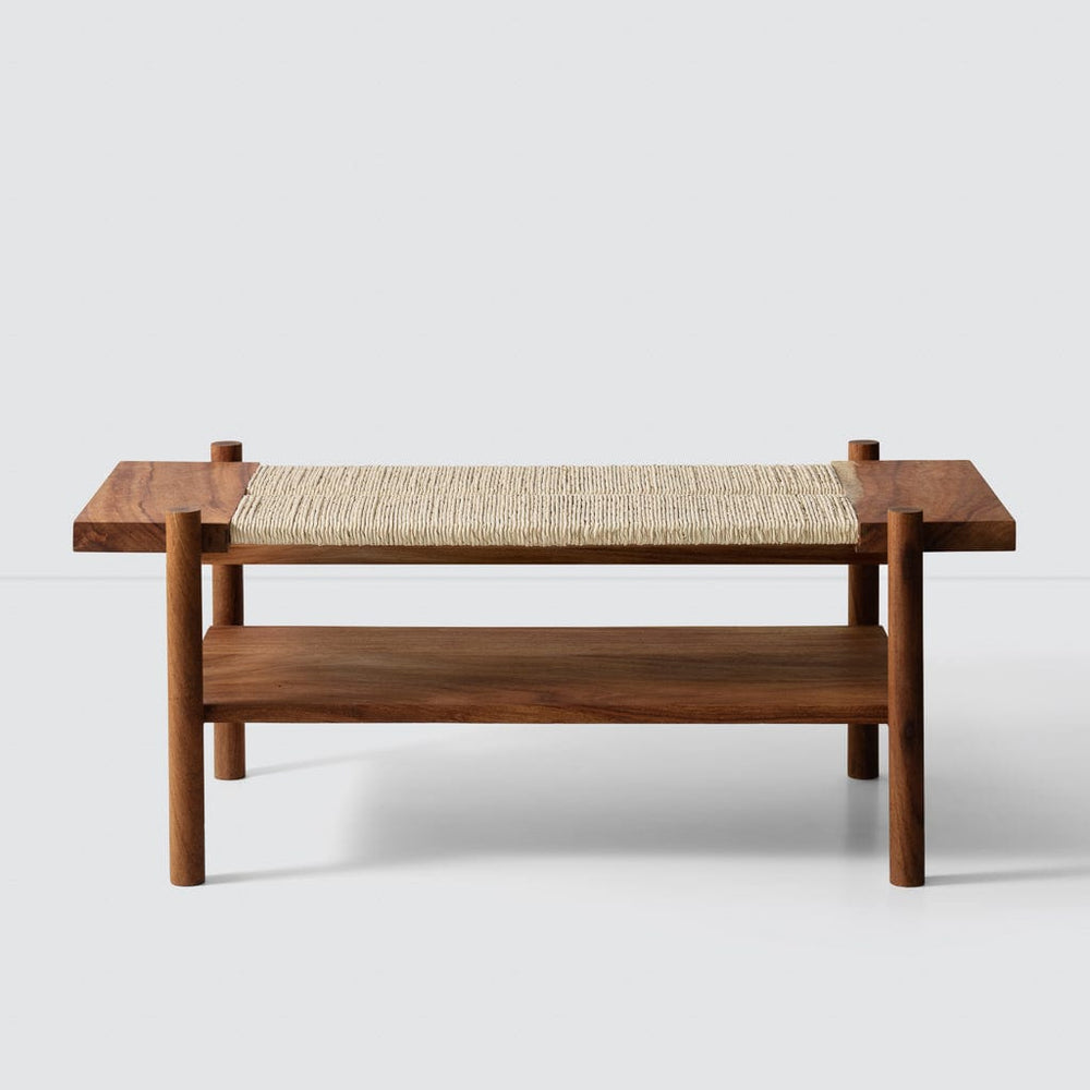 rattan and wood bench