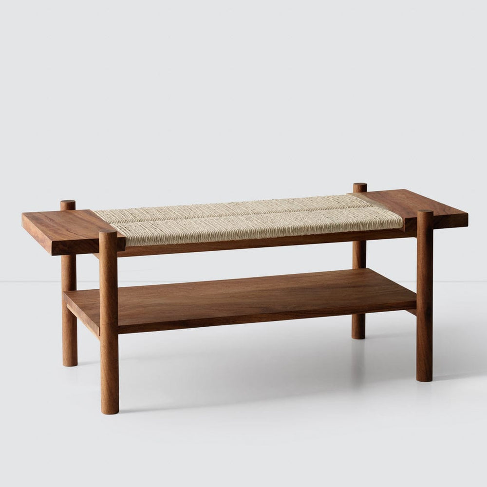 Palm and wood bench