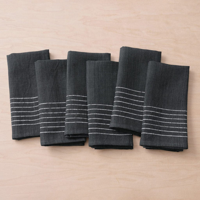 Linen napkins with stripe, charcoal