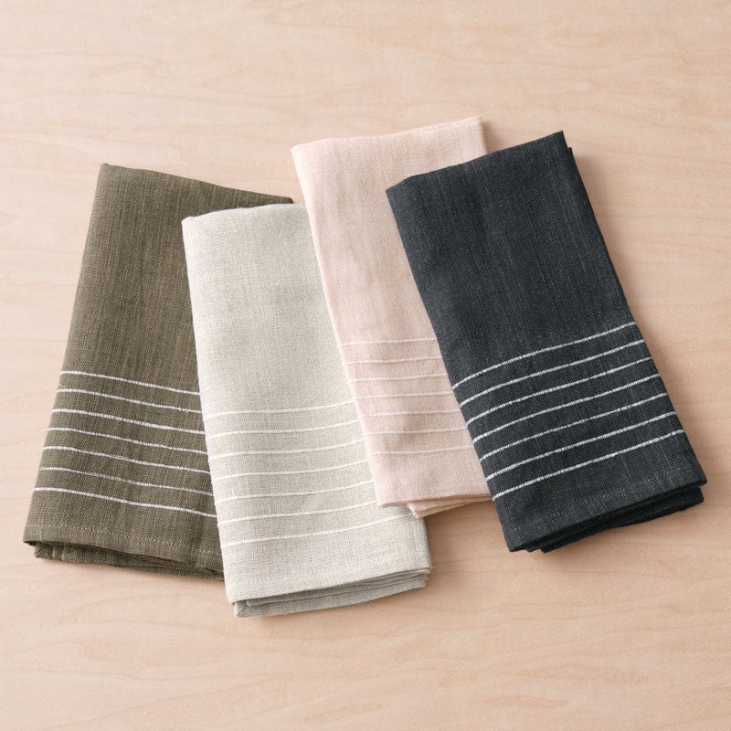 Various colored linen napkins, charcoal