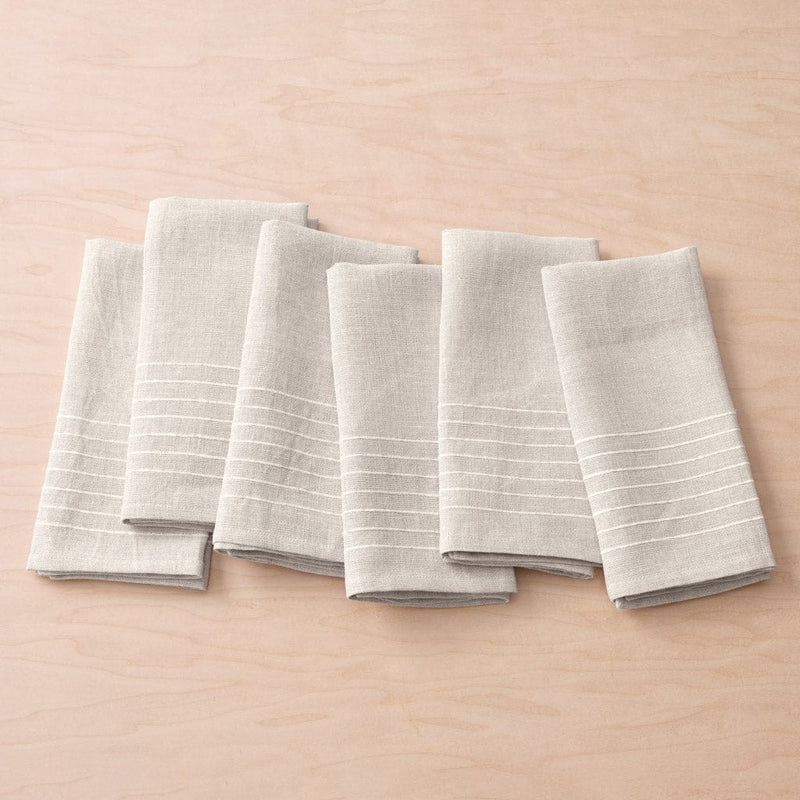 Six linen napkins with stripes, flax