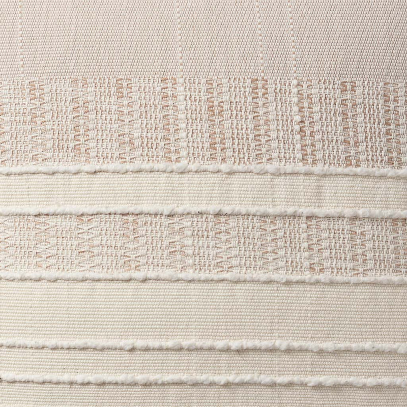 Detail View of Stripe and Texture on Cotton Pillow, tan