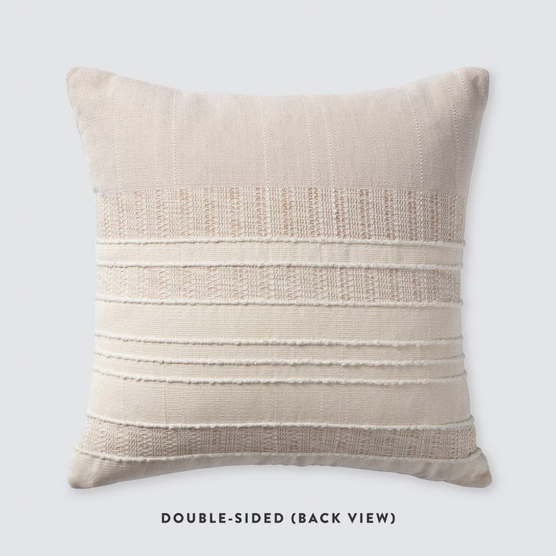 Back View of Double-Sided Cotton Pillow, tan