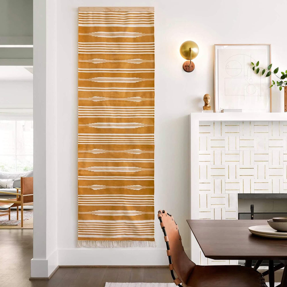 Styled Image of Mustard Dhurrie Runner Wall Hanging