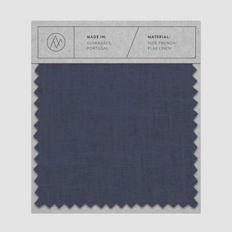 Swatch card of linen fabric in slate blue color,slate-blue