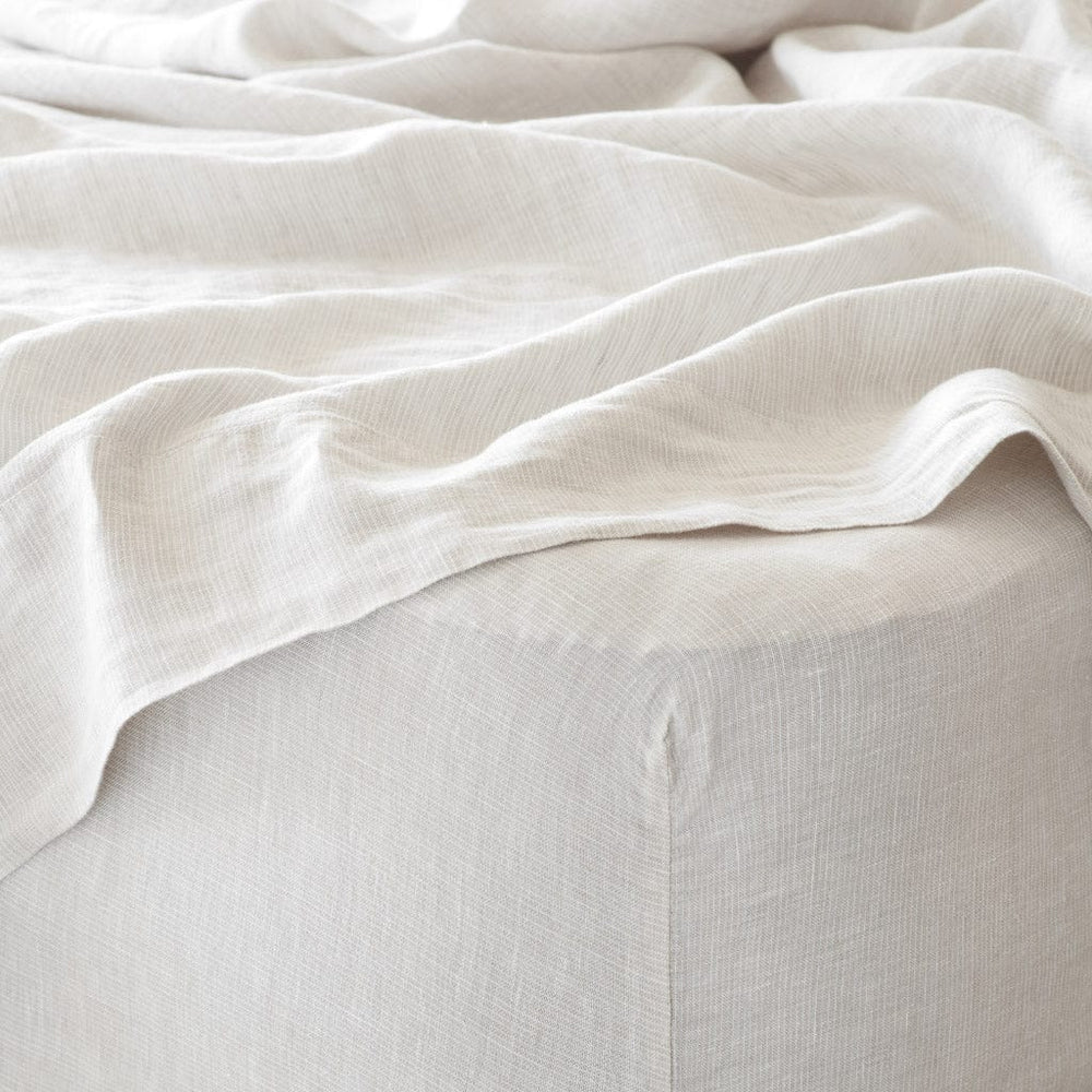 Sand stripe linen bed sheets