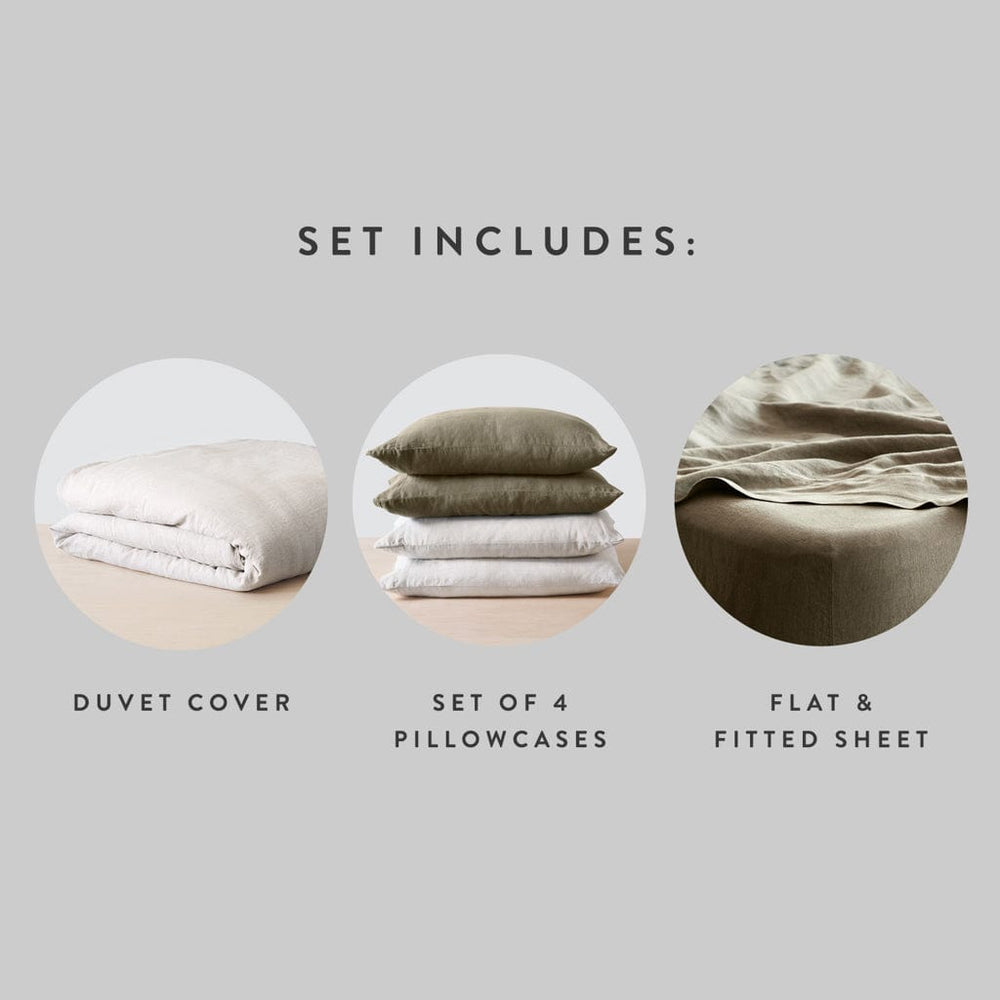 Set Includes Duvet Cover with 4 Pillowcases and Sheets