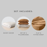 Set Includes Duvet Cover with 4 Pillowcases and Sheets