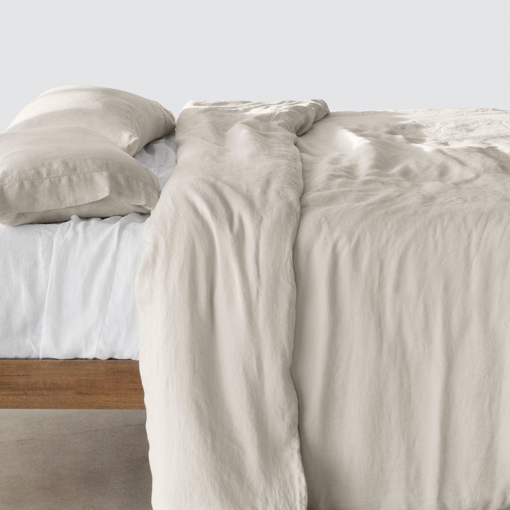Stonewashed Linen Duvet Cover - Solid Sand, King, Cal King | Duvet + Sham Set