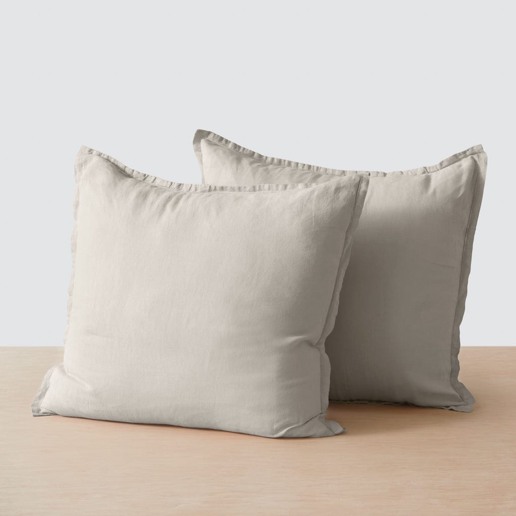 Stonewashed Linen Euro Shams - Solid Sand, Set of 2