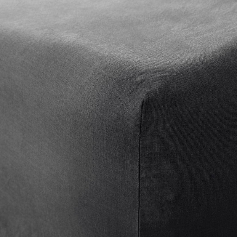 Detail of fitted sheet corner, charcoal