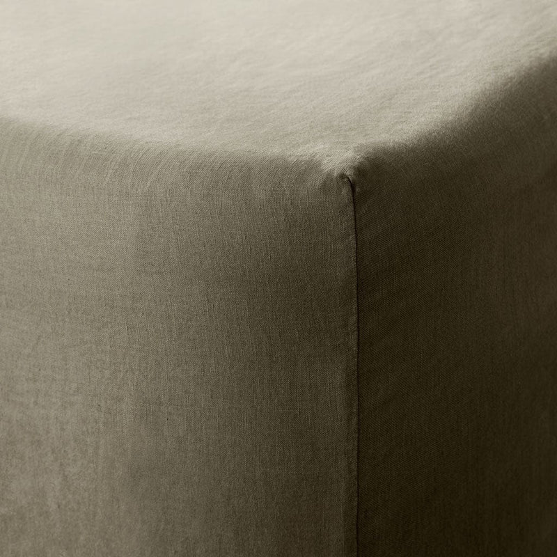 Detail of fitted sheet corner, olive