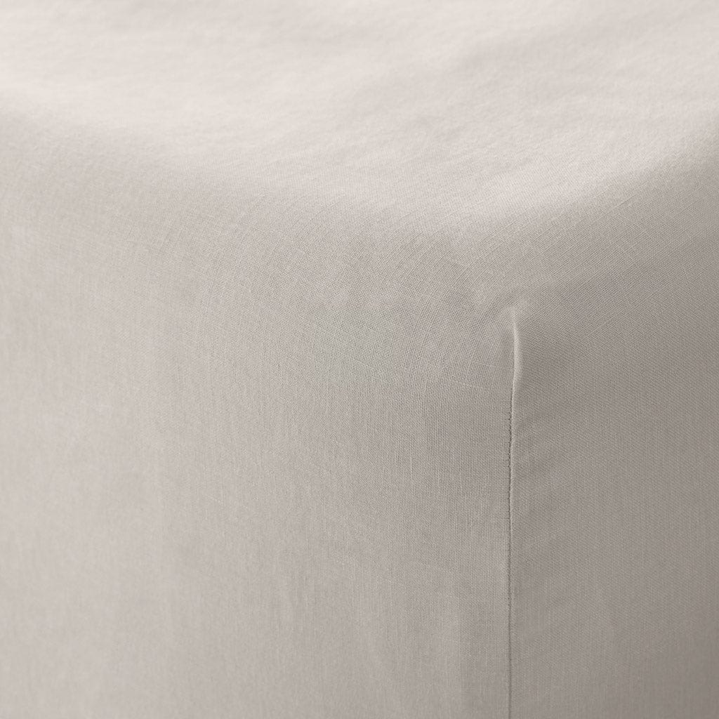 Stonewashed Linen Fitted Sheet - Solid Sand, King