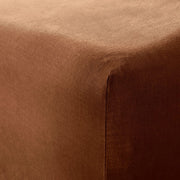 Detail of fitted sheet corner, sienna
