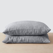 Stack of Indigo Chambray Linen Pillowcases from The Citizenry, indigo-chambray