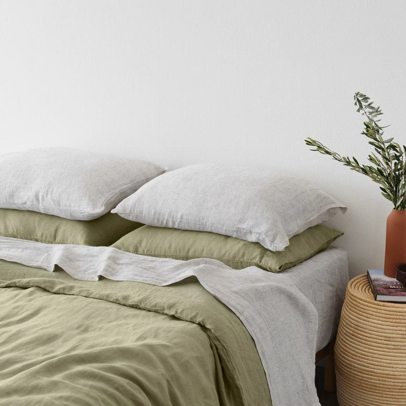 Sage green and light grey striped bed bundle, sage