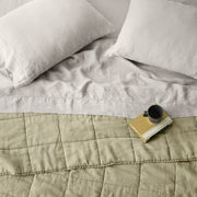 Sage green quilt on sand sheet set, solid-sand
