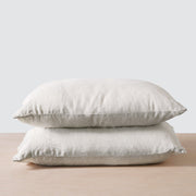 Stack of 2 Tan Striped Stonewashed Linen Pillowcases, sand-thin-stripe