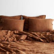 Linen sheet set in sienna, sienna