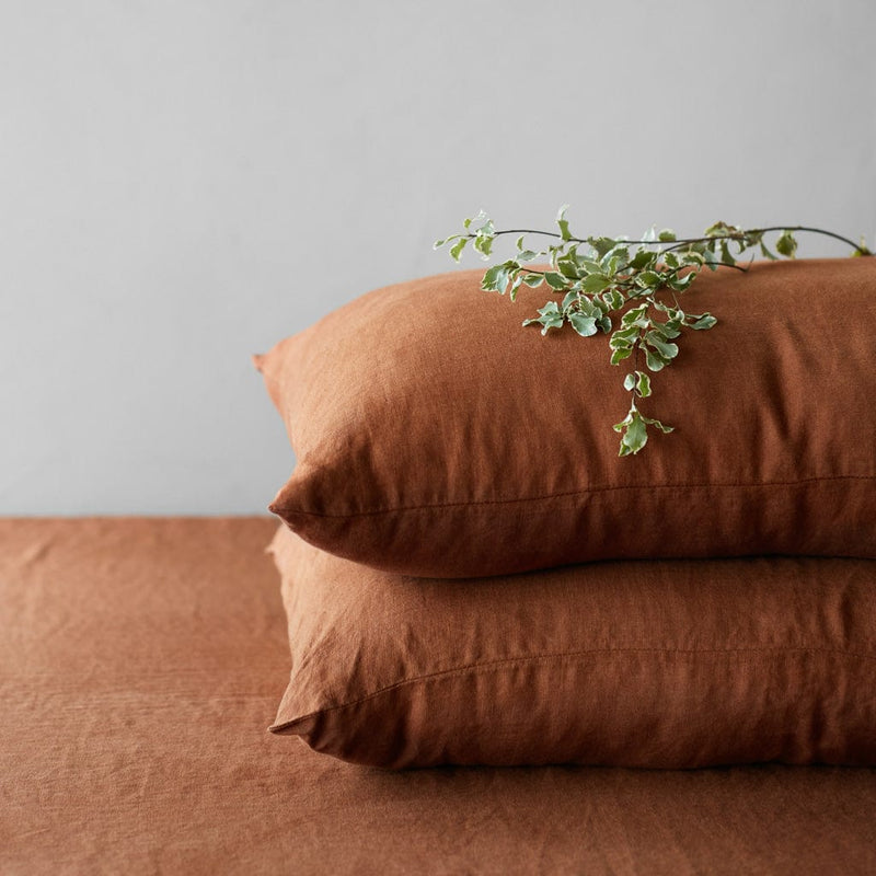 Stack of two sienna pillows, sienna