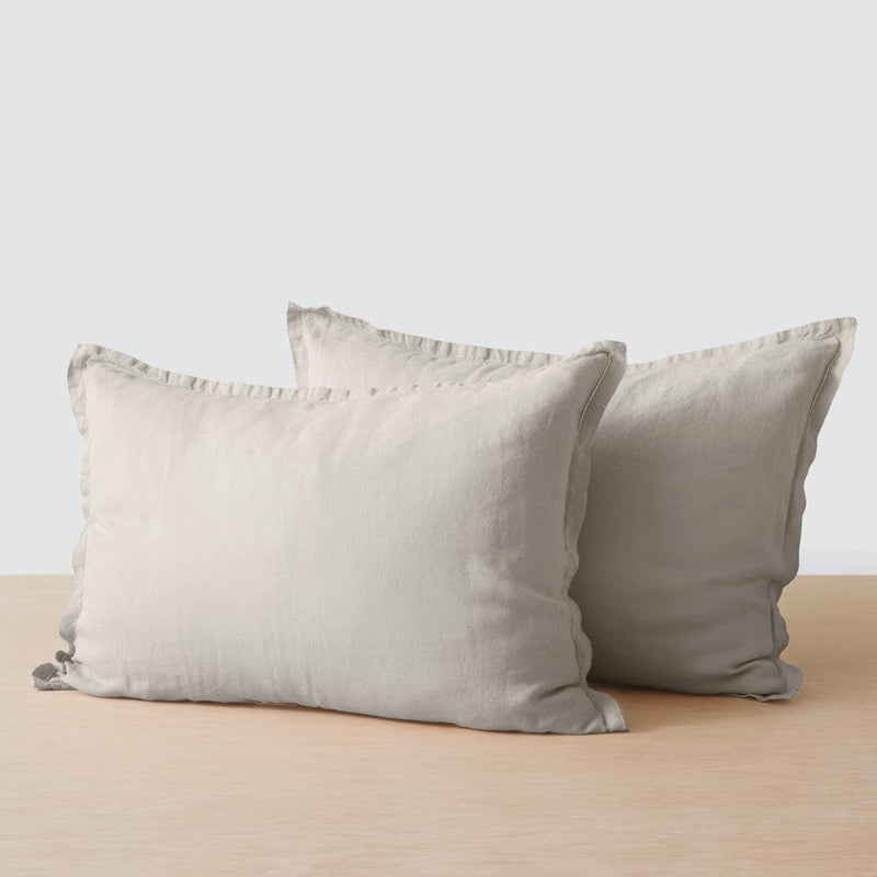 Set of 2 Sand Linen Pillow Shams, solid-sand