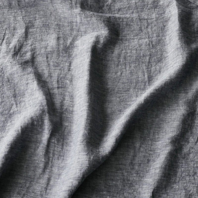 Close up of indigo chambray linen sheet,indigo-chambray
