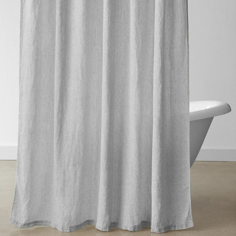 Stonewashed linen shower curtain, graphite-thin-stripe
