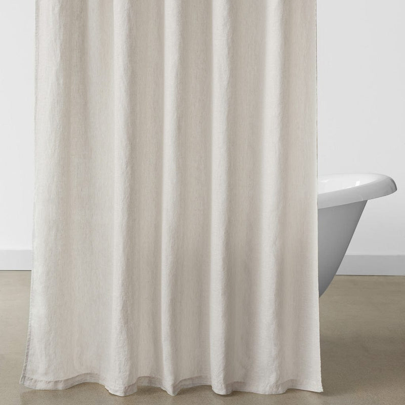 stonewashed linen shower curtain, sand-thin-stripe