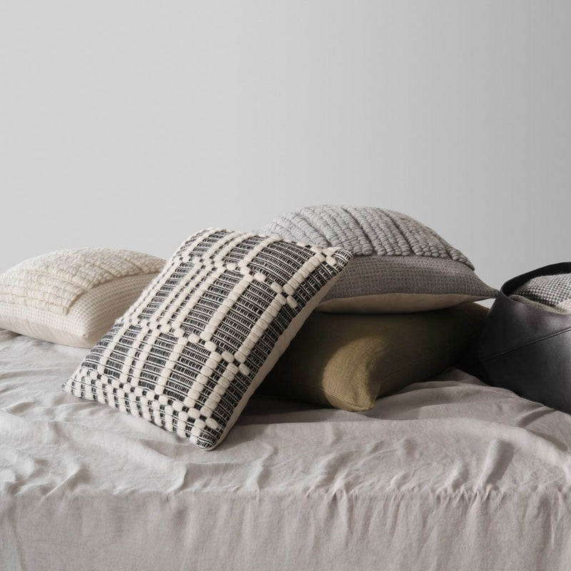 Styled pillow stack, ecru