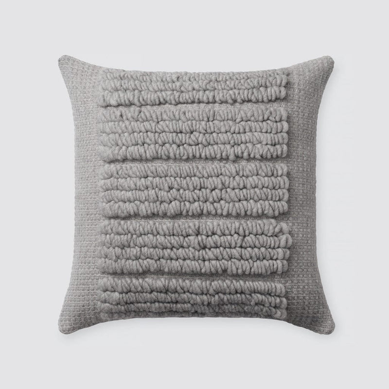 Alpaca woven pillow with textured stripes, grey