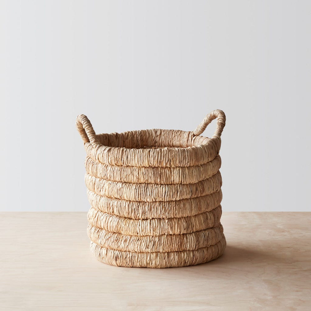 Medium Storage Basket Handwoven in Indonesia in Light Fiber
