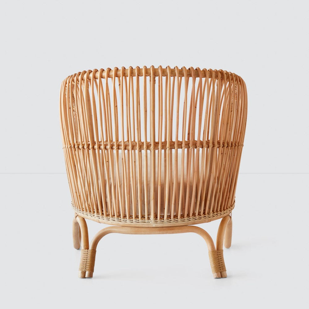 Back of rattan lounge chair