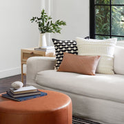 Three Textured Pillows Styled on Couch, natural