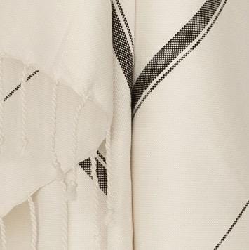 Close up of weave and fringe, ivory