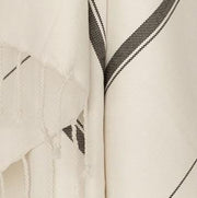 Close up of weave and fringe, ivory