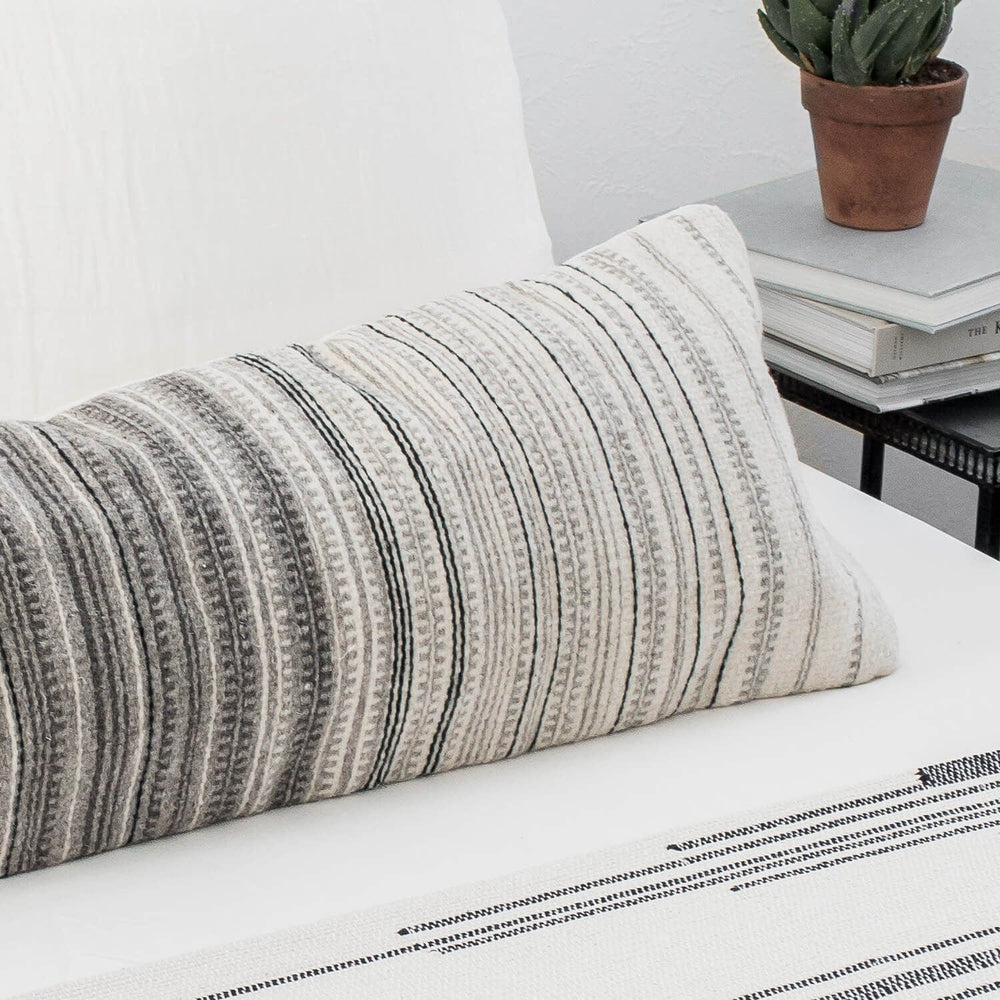 Black and White Ombre Pillow in Wool
