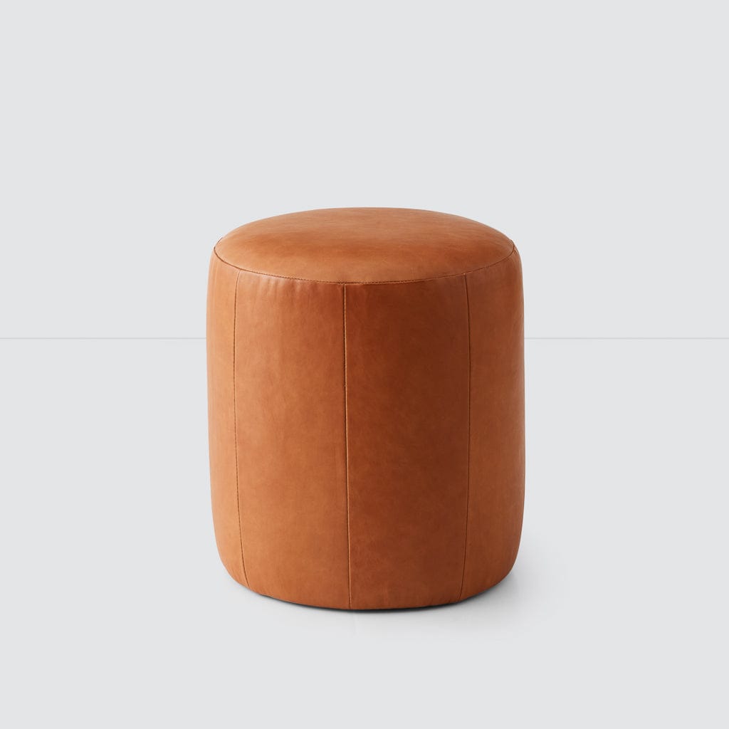 The Citizenry Torres Round Leather Ottoman - Thumbnail 4