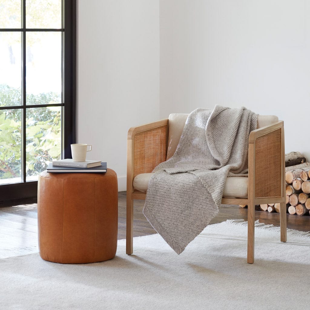 The Citizenry Torres Round Leather Ottoman - Thumbnail 3