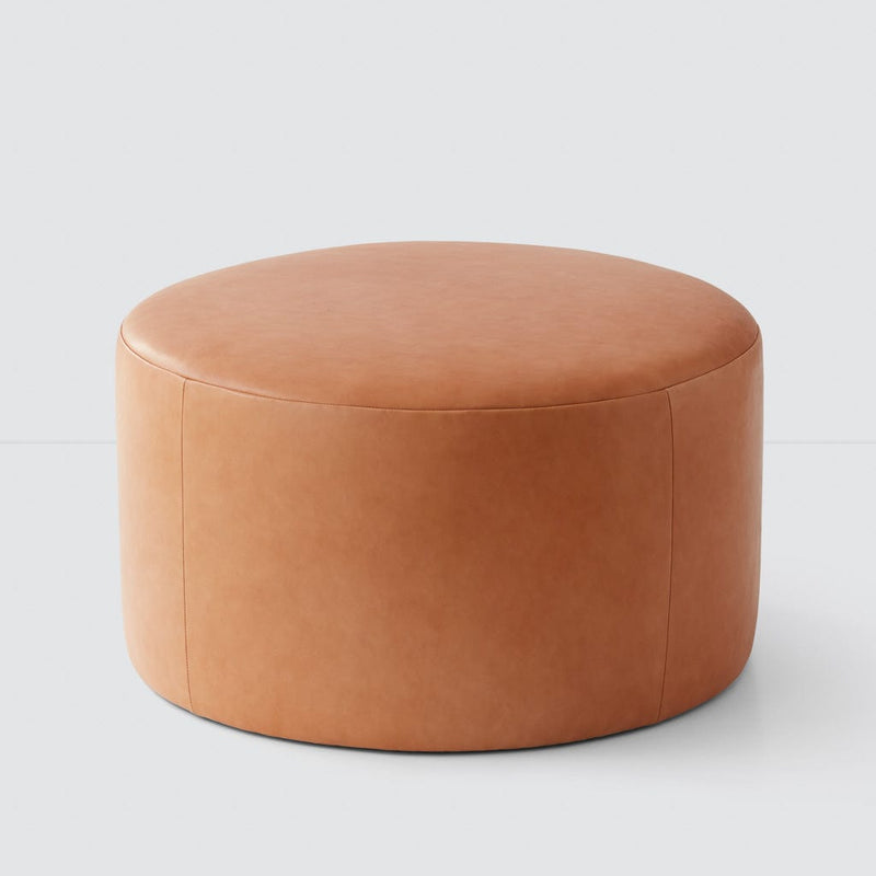 large leather ottoman, natural