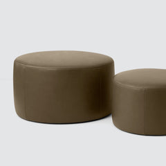Large and medium leather ottoman, olive
