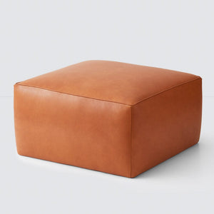 Large leather ottoman, caramel