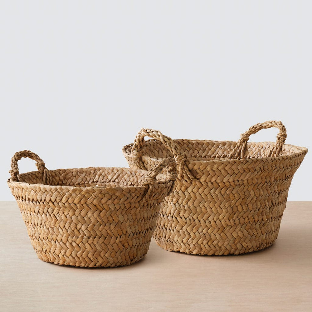 Medium and large woven floor basket