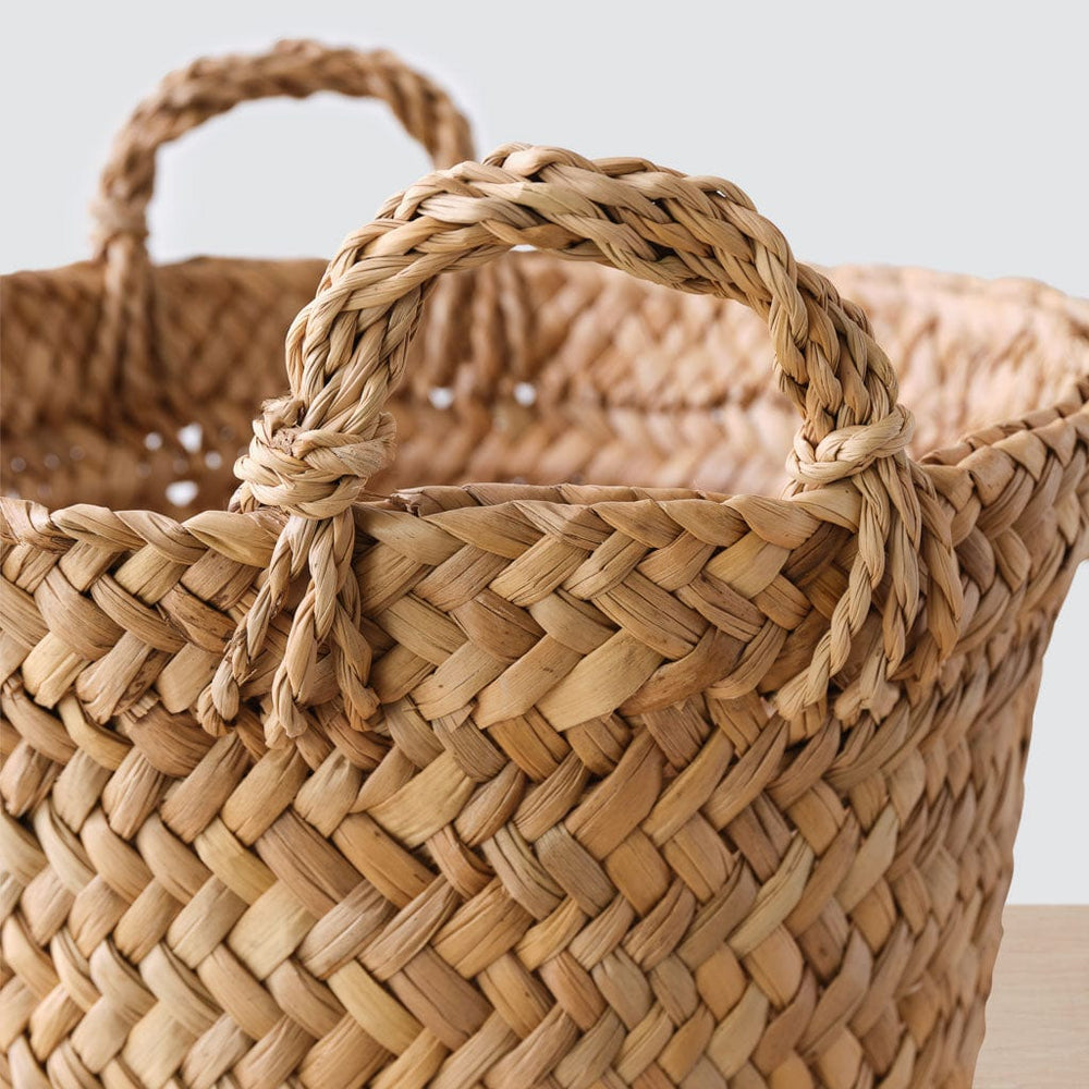 detail of woven storage basket handle