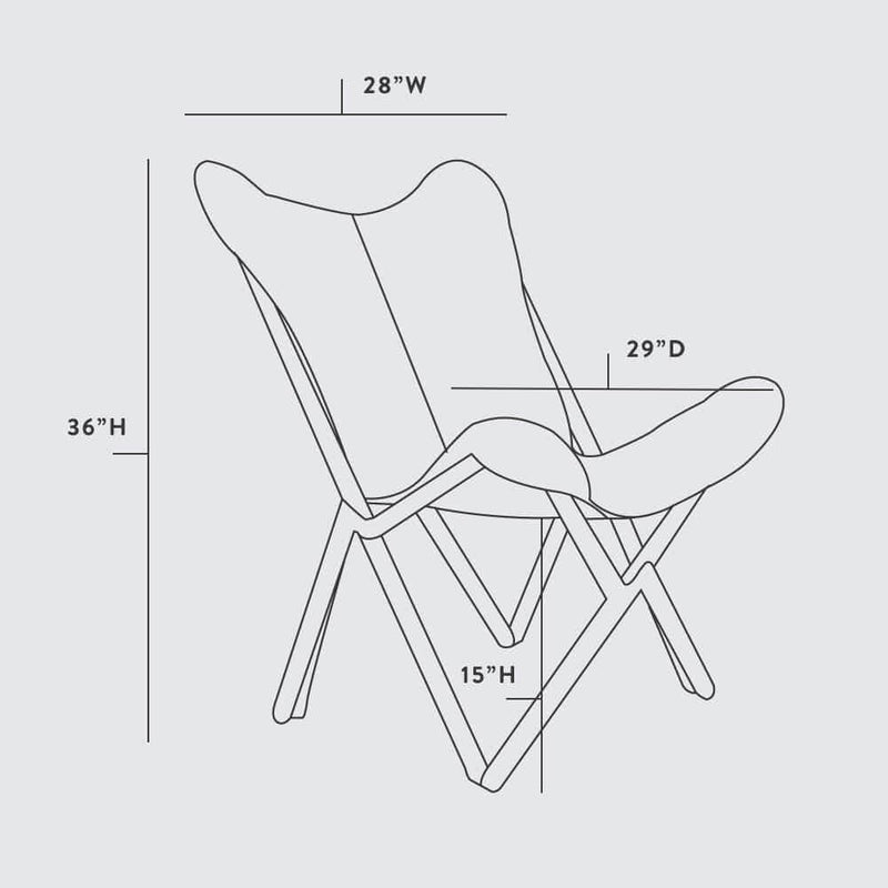 Leather sling chair diagram, natural