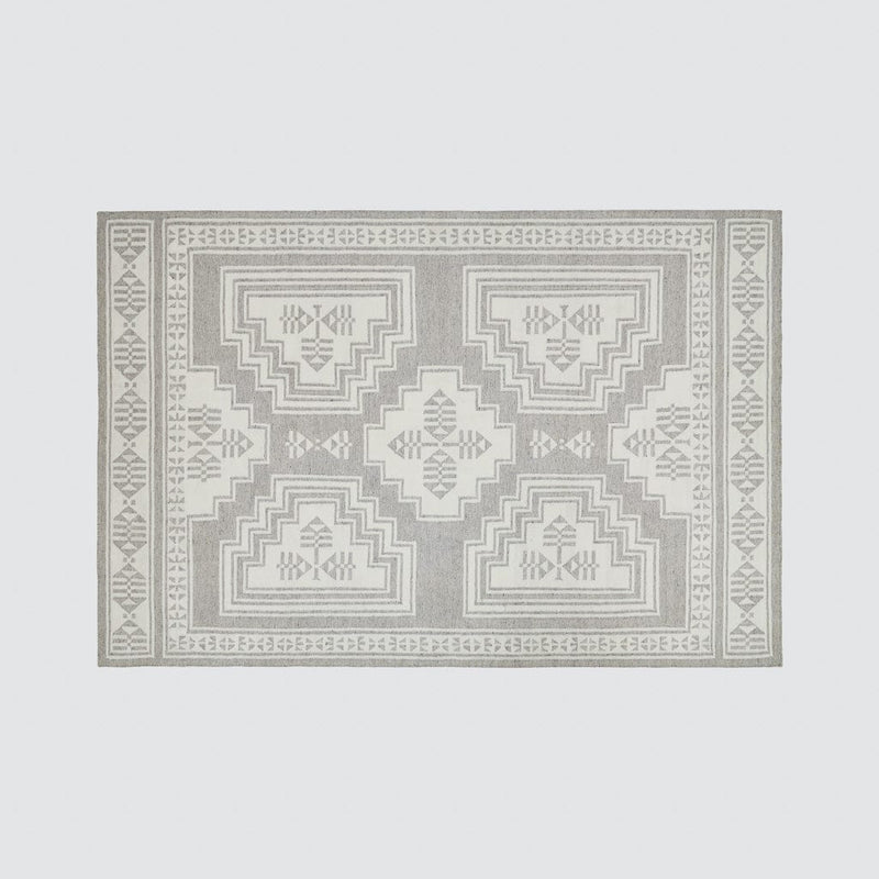 Overhead of area rug, light-grey